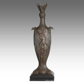 Vase Statue weibliche Birdscarving Dekoration Bronze Skulptur TPE-670